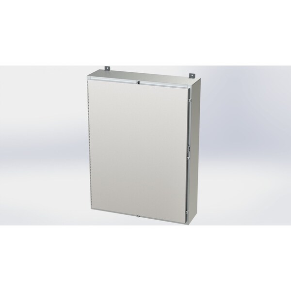 Padlockable Hasp Electrical Enclosures, 48 in H, 10 in D, 36 in W, NEMA 4X, 304 Stainless Steel